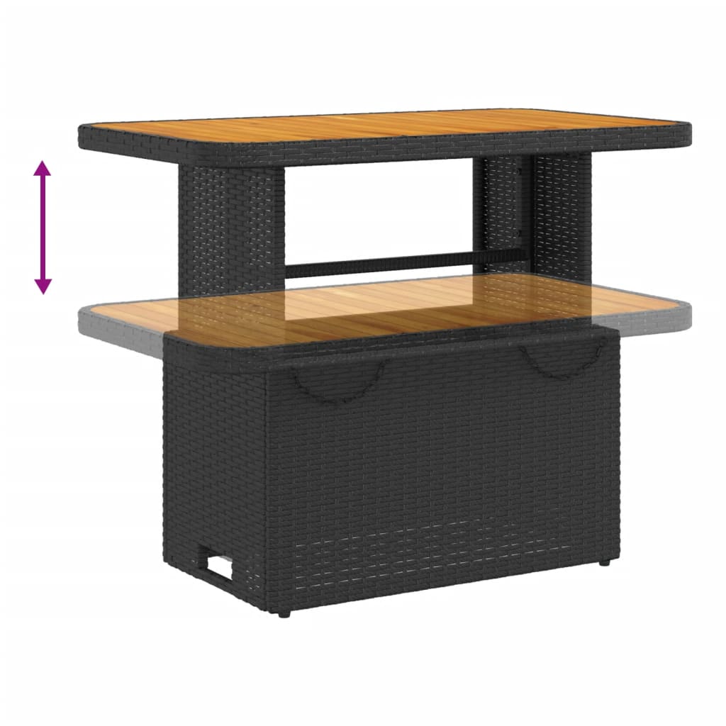 4-dijelni vrtni blagovaonski set od poliratana s jastucima crni Crna 90 cm table length