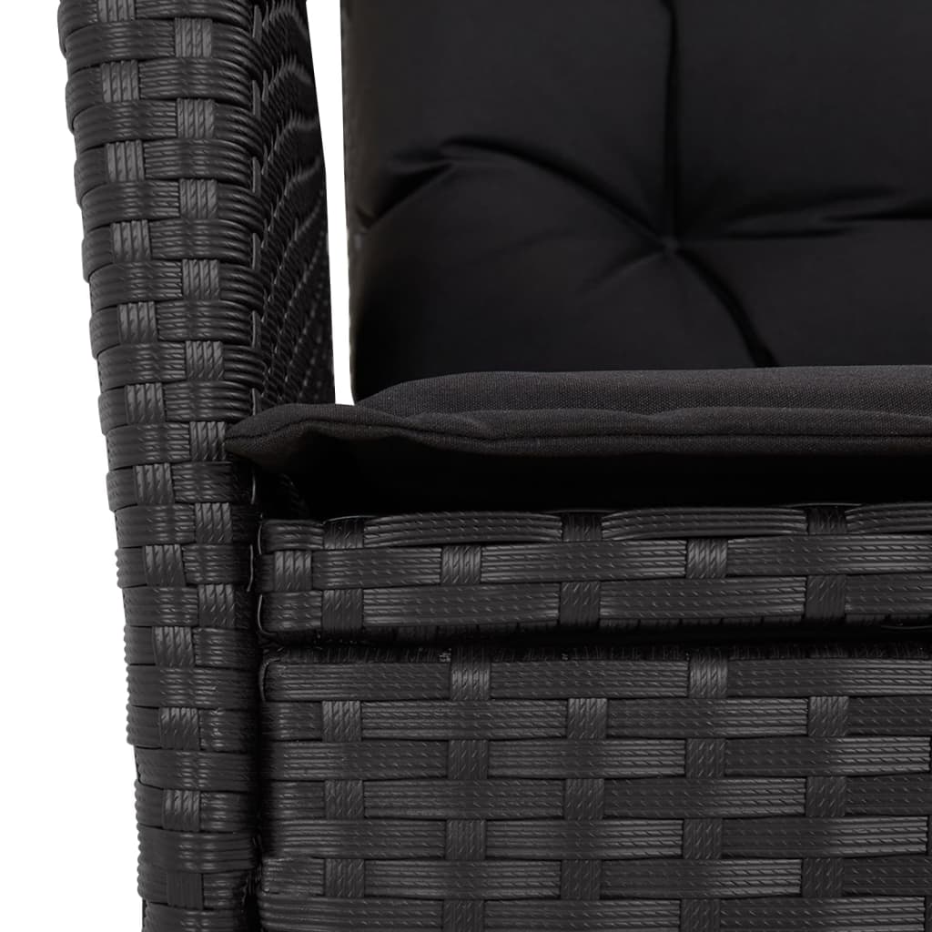 4-dijelni vrtni blagovaonski set od poliratana s jastucima crni Crna 90 cm table length