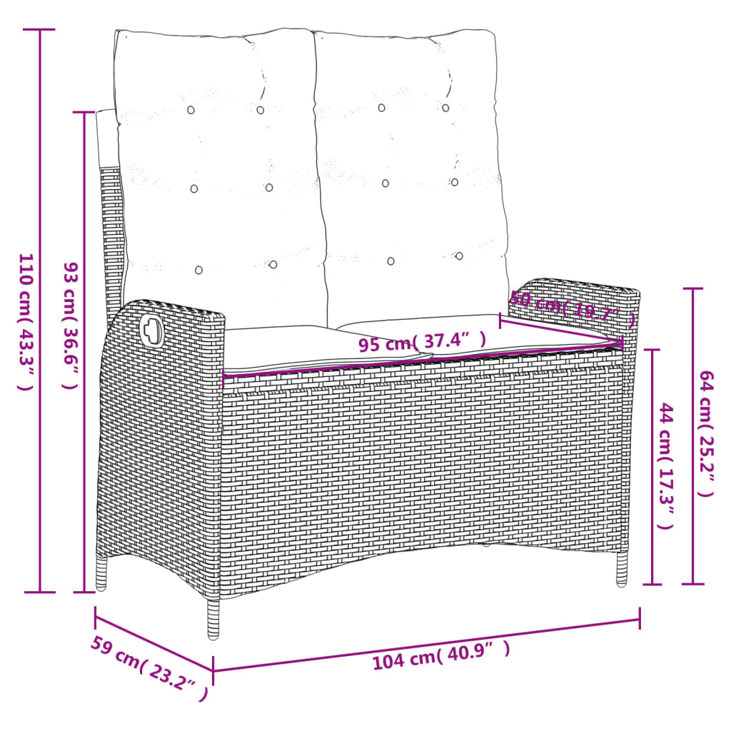 4-dijelni vrtni blagovaonski set od poliratana s jastucima bež 90 cm table length