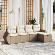5-dijelni vrtni set sofa s jastucima bež od poliratana 70 x 62.5 x 69 cm