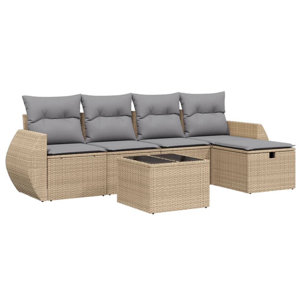 6-dijelni set vrtnih sofa s jastucima bež od poliratana 70 x 62.5 x 69 cm