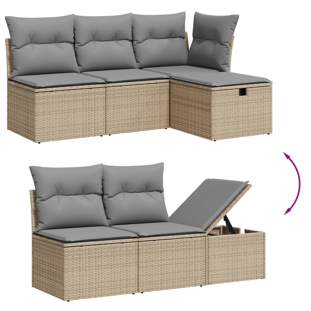 6-dijelni set vrtnih sofa s jastucima bež od poliratana 70 x 62.5 x 69 cm