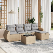 6-dijelni set vrtnih sofa s jastucima bež od poliratana 70 x 62.5 x 69 cm