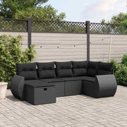 6-dijelni set vrtnih sofa s jastucima crni od poliratana Crna 70 x 62.5 x 69 cm