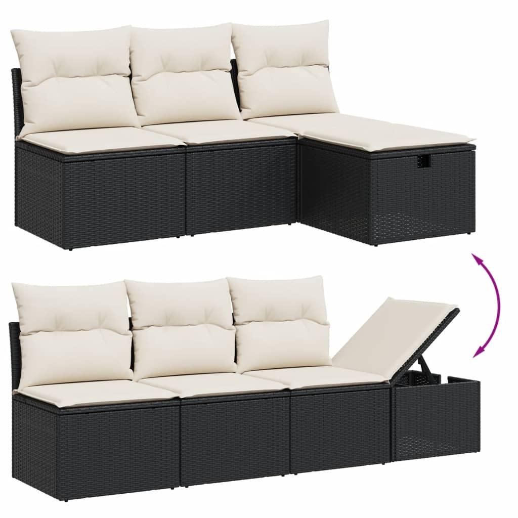 7-dijelni set vrtnih sofa od poliratana s jastucima crni Crna 70 x 62.5 x 69 cm