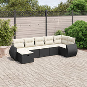 7-dijelni set vrtnih sofa od poliratana s jastucima crni Crna 70 x 62.5 x 69 cm