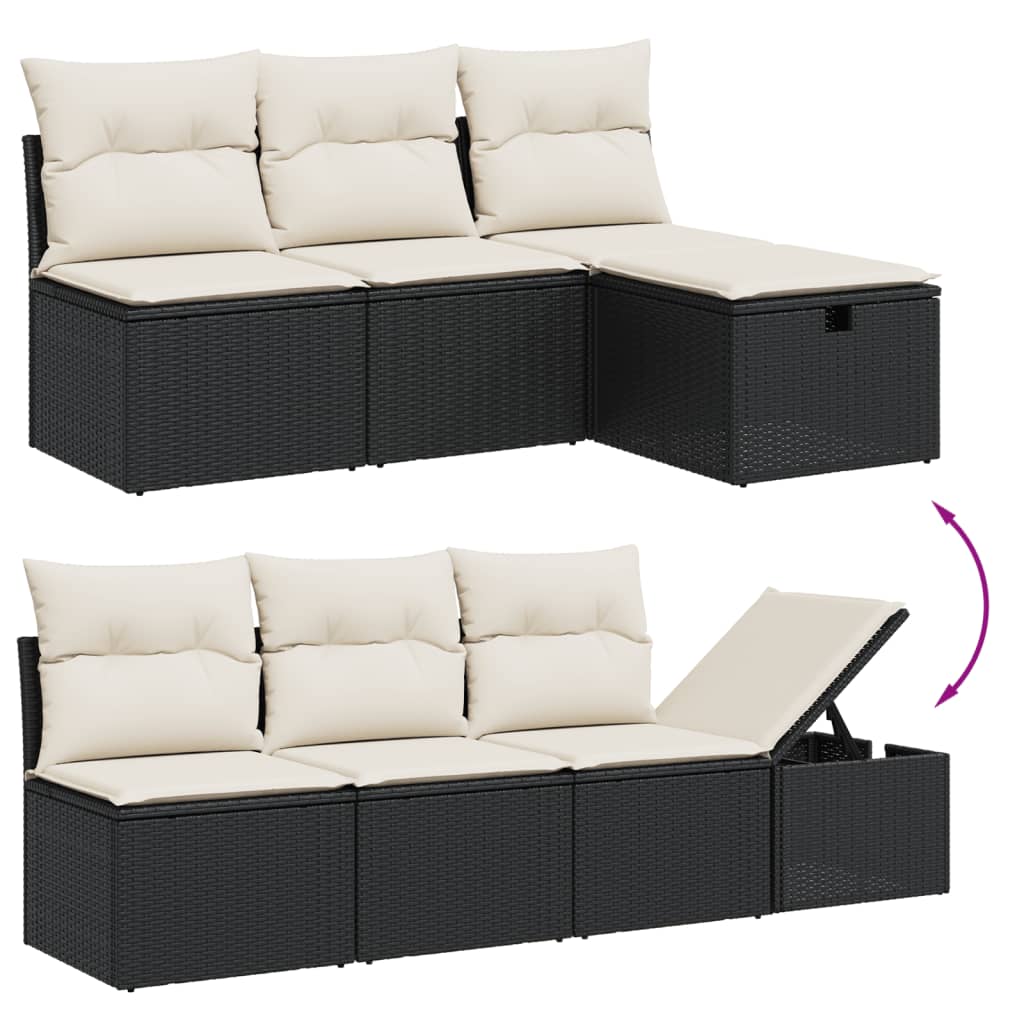7-dijelni set vrtnih sofa od poliratana s jastucima crni Crna 70 x 62.5 x 69 cm