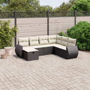 7-dijelni set vrtnih sofa od poliratana s jastucima crni Crna 70 x 62.5 x 69 cm
