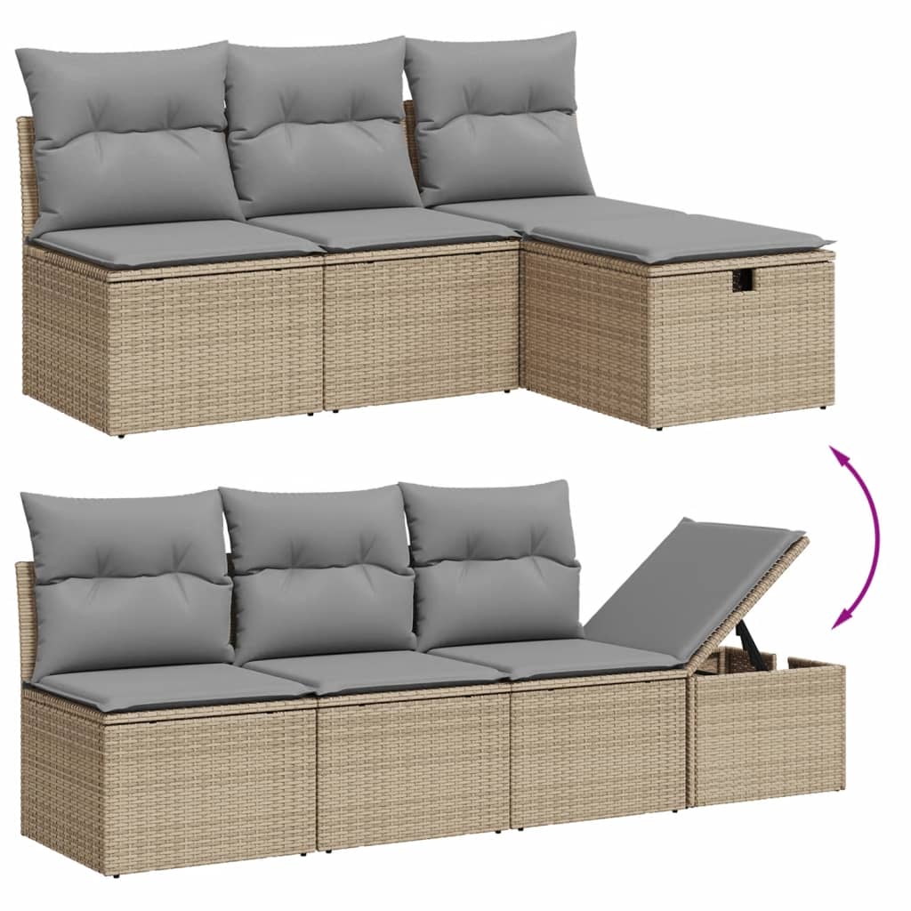 9-dijelni set vrtnih sofa s jastucima bež od poliratana 70 x 62.5 x 69 cm