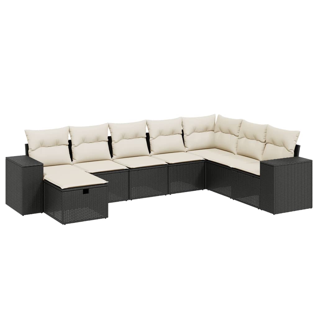 8-dijelni set vrtnih sofa od poliratana s jastucima crni Crna 83 x 62 x 69 cm