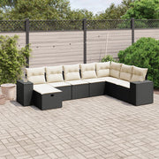8-dijelni set vrtnih sofa od poliratana s jastucima crni Crna 83 x 62 x 69 cm