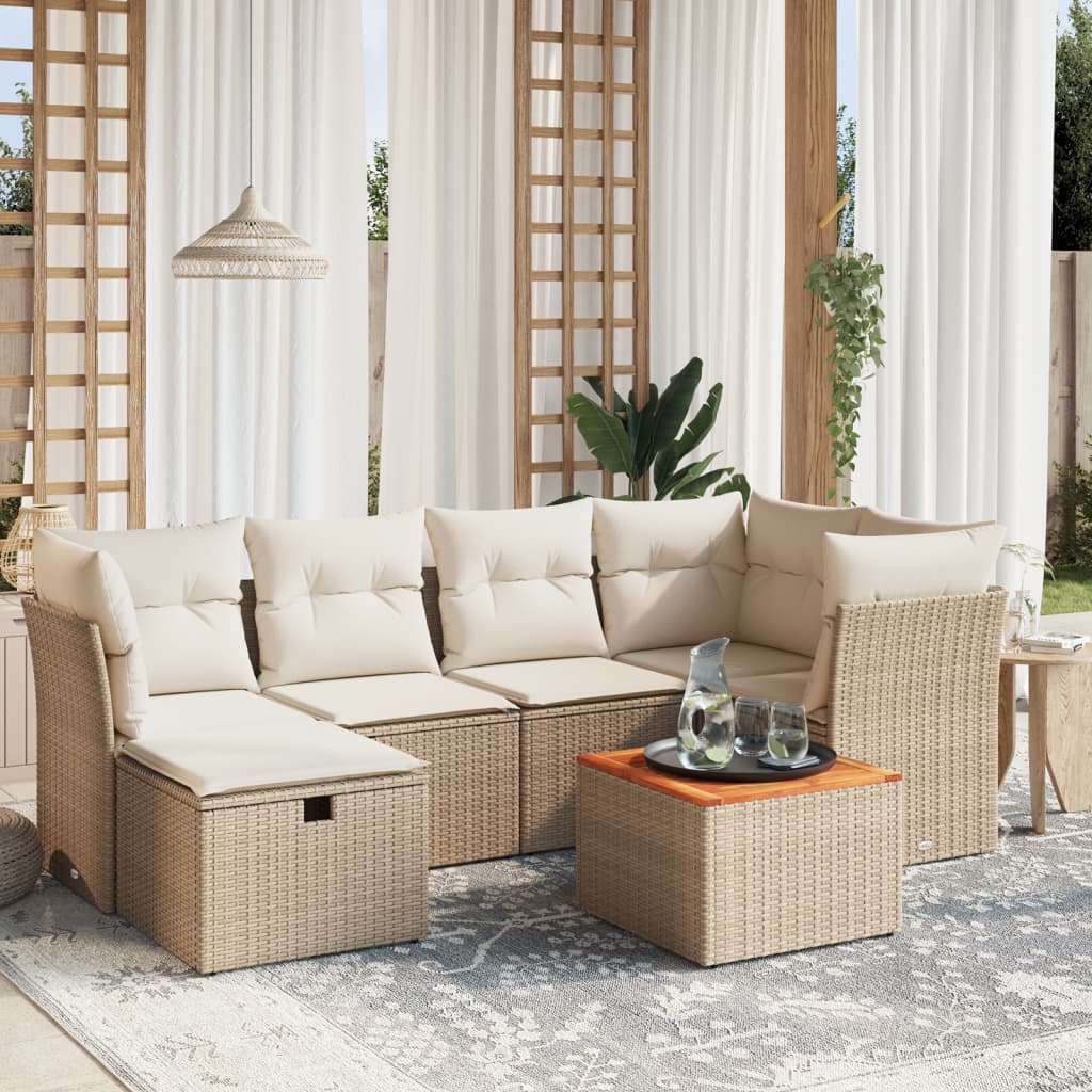 7-dijelni set vrtnih sofa od poliratana s jastucima bež 62 x 62 x 69 cm