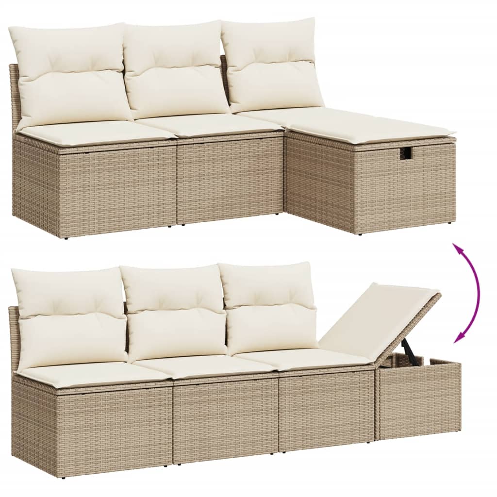 9-dijelni set vrtnih sofa s jastucima bež od poliratana 65.5 x 62 x 69 cm