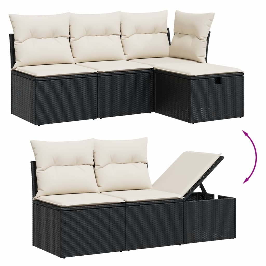 7-dijelni set vrtnih sofa od poliratana s jastucima crni Crna 70 x 62.5 x 69 cm
