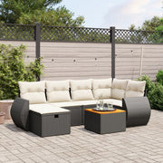 7-dijelni set vrtnih sofa od poliratana s jastucima crni Crna 70 x 62.5 x 69 cm