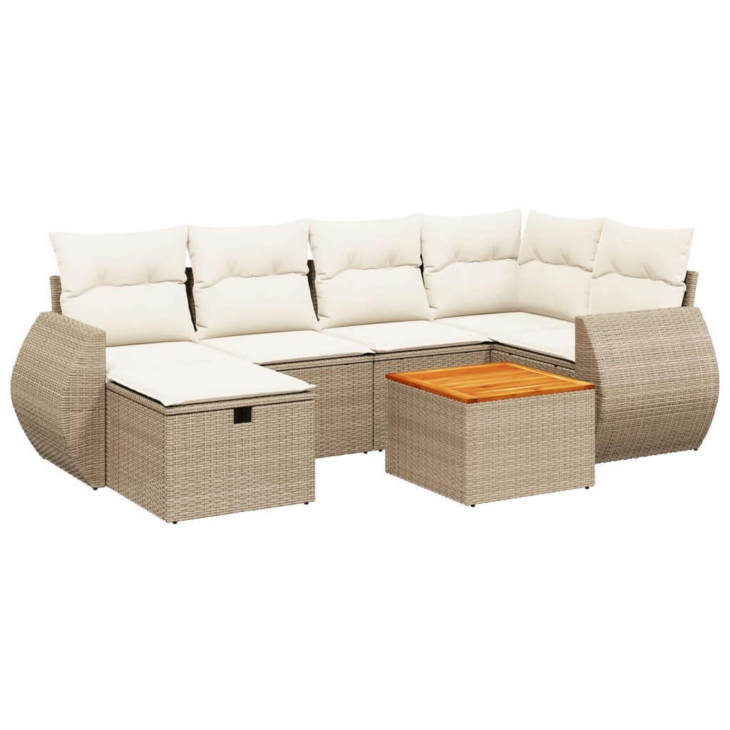 7-dijelni set vrtnih sofa od poliratana s jastucima bež 70 x 62.5 x 69 cm