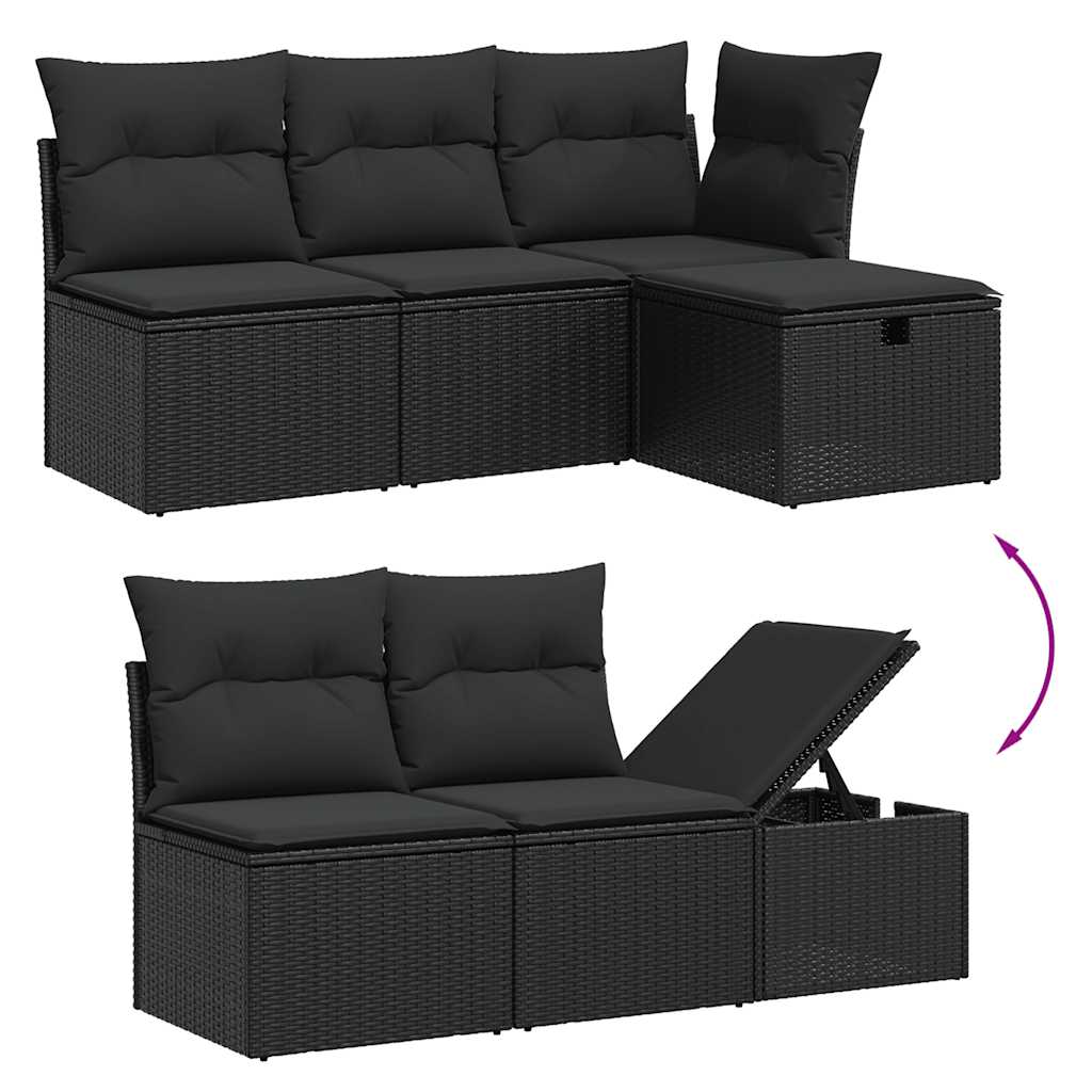 7-dijelni set vrtnih sofa od poliratana s jastucima crni Crna 62 x 62 x 69 cm