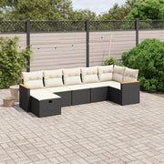 7-dijelni set vrtnih sofa od poliratana s jastucima crni Crna 62 x 62 x 69 cm
