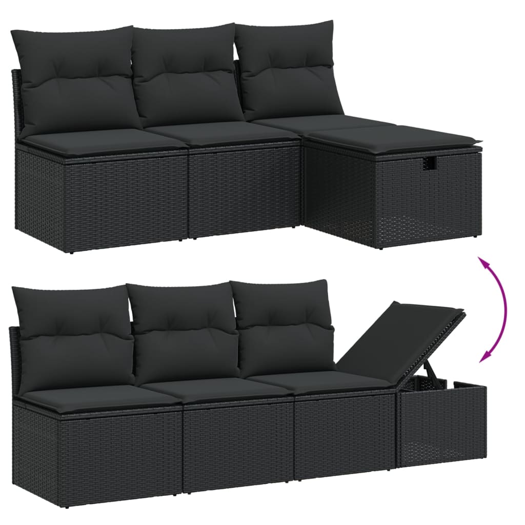 7-dijelni set vrtnih sofa od poliratana s jastucima crni Crna 62 x 62 x 69 cm