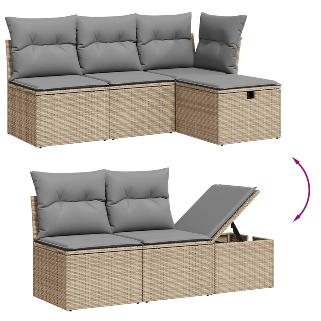 6-dijelni set vrtnih sofa s jastucima bež od poliratana 61.5 x 62 x 69 cm