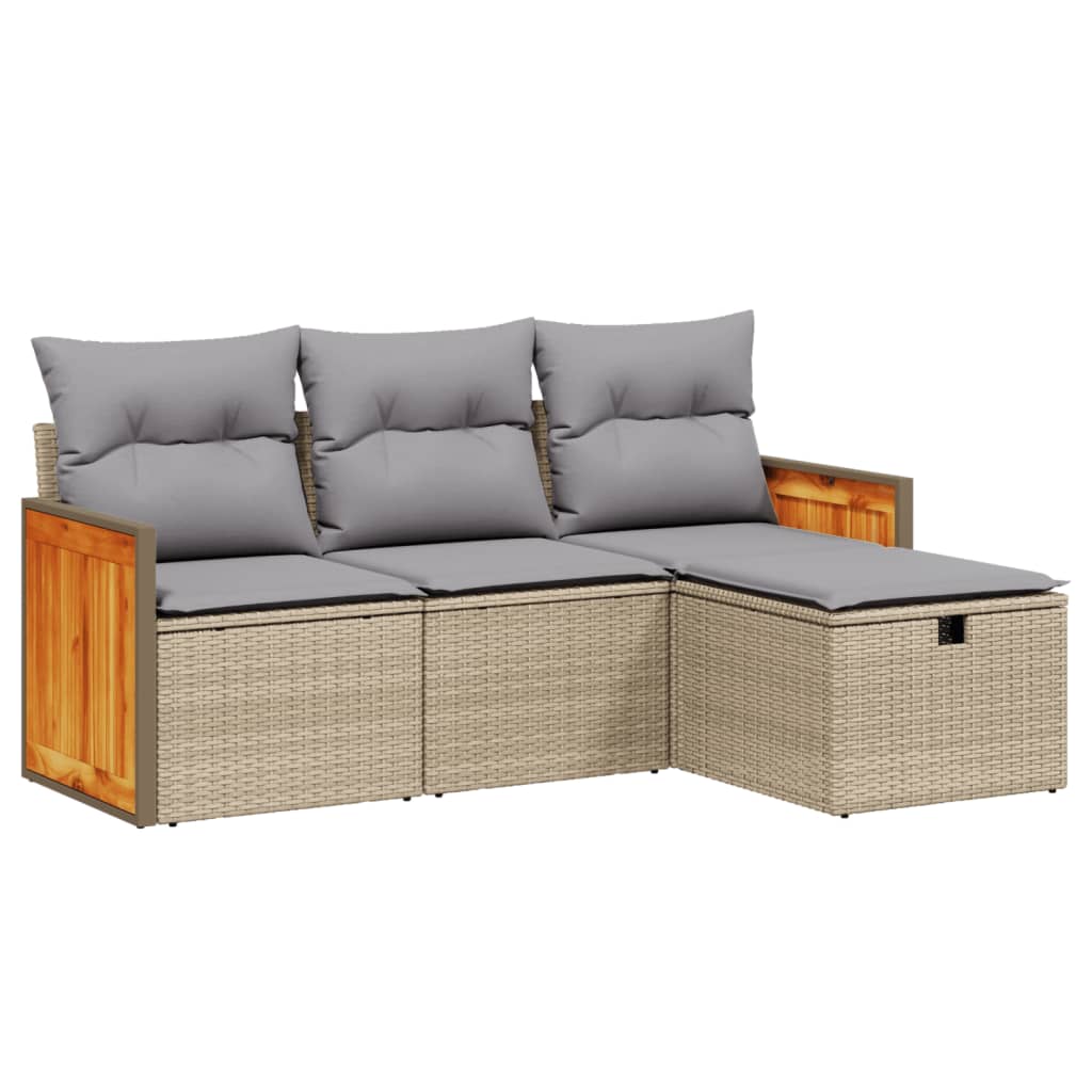 4-dijelni set vrtnih sofa s jastucima bež od poliratana
