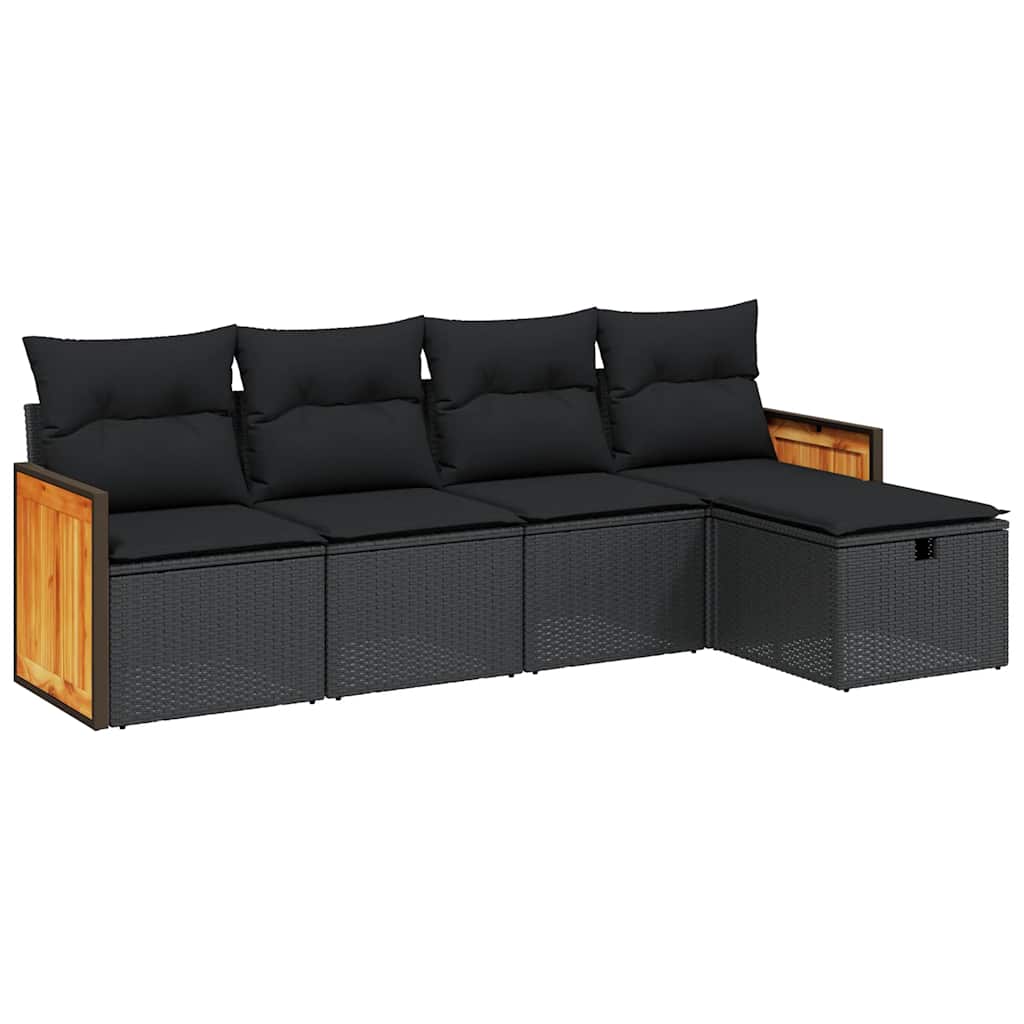 5-dijelna vrtna garnitura od poliratana s jastucima crna 59 x 62 x 69 cm