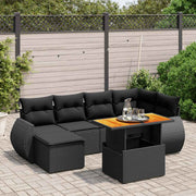 7-dijelni set vrtnih sofa od poliratana s jastucima crni Crna 100 x 55 x 73 cm