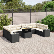 11-dijelni set vrtnih sofa od poliratana s jastucima crni Crna 100 x 55 x 73 cm