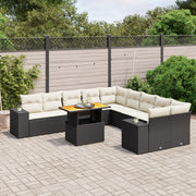 11-dijelni set vrtnih sofa od poliratana s jastucima crni Crna 100 x 55 x 73 cm