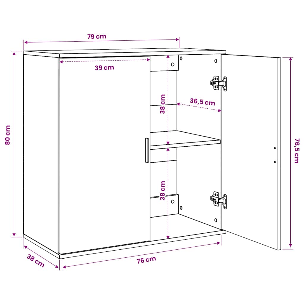 Komoda 2 kom boja hrasta sonome 79x38x80 cm konstruiranog drva Siva