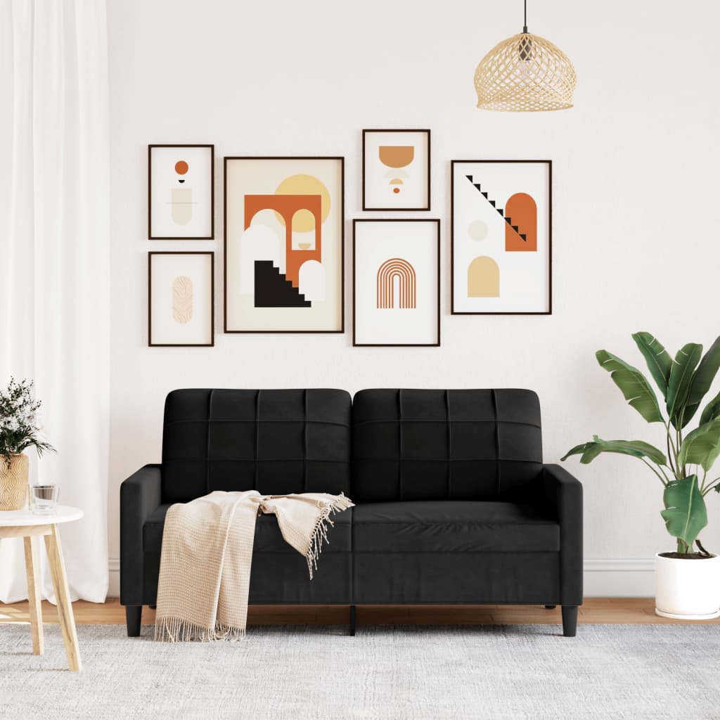 Dvosjed crni 140 cm baršunasti
