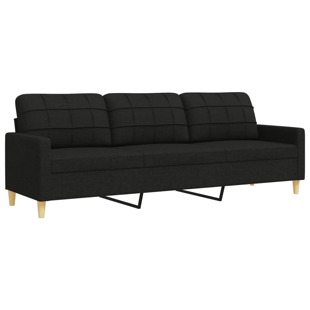 3-dijelni set sofa crni od tkanine