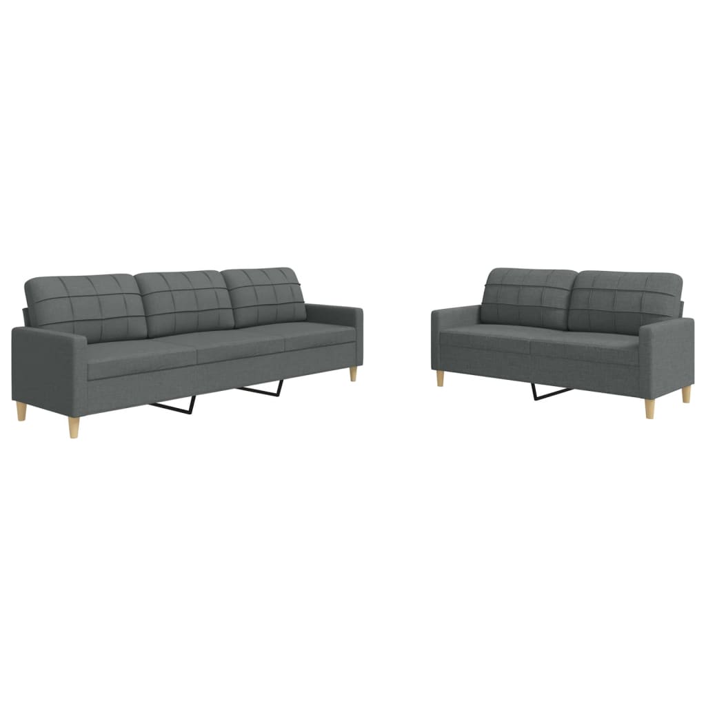 2-dijelni set sofa tamnosivi od tkanine