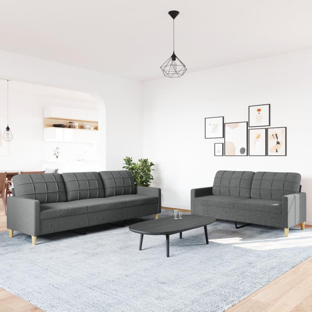 2-dijelni set sofa tamnosivi od tkanine
