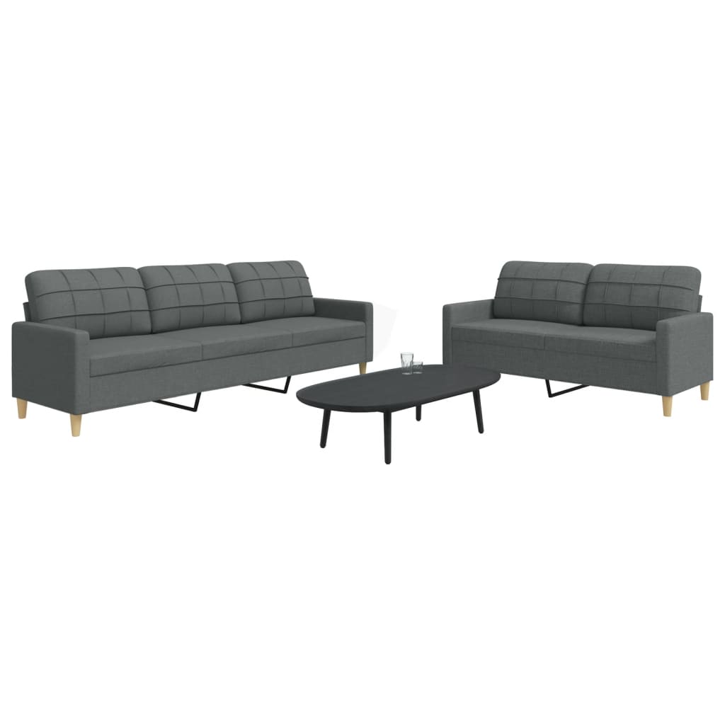 2-dijelni set sofa tamnosivi od tkanine