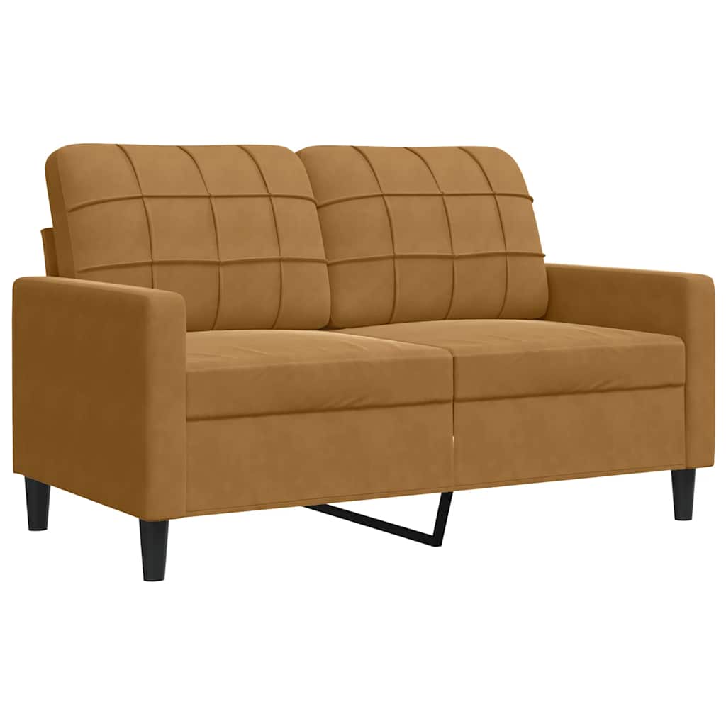 2-dijelni set sofa s jastucima smeđi baršunasti