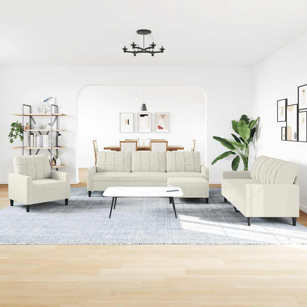 4-dijelni set sofa s jastucima krem baršunasti