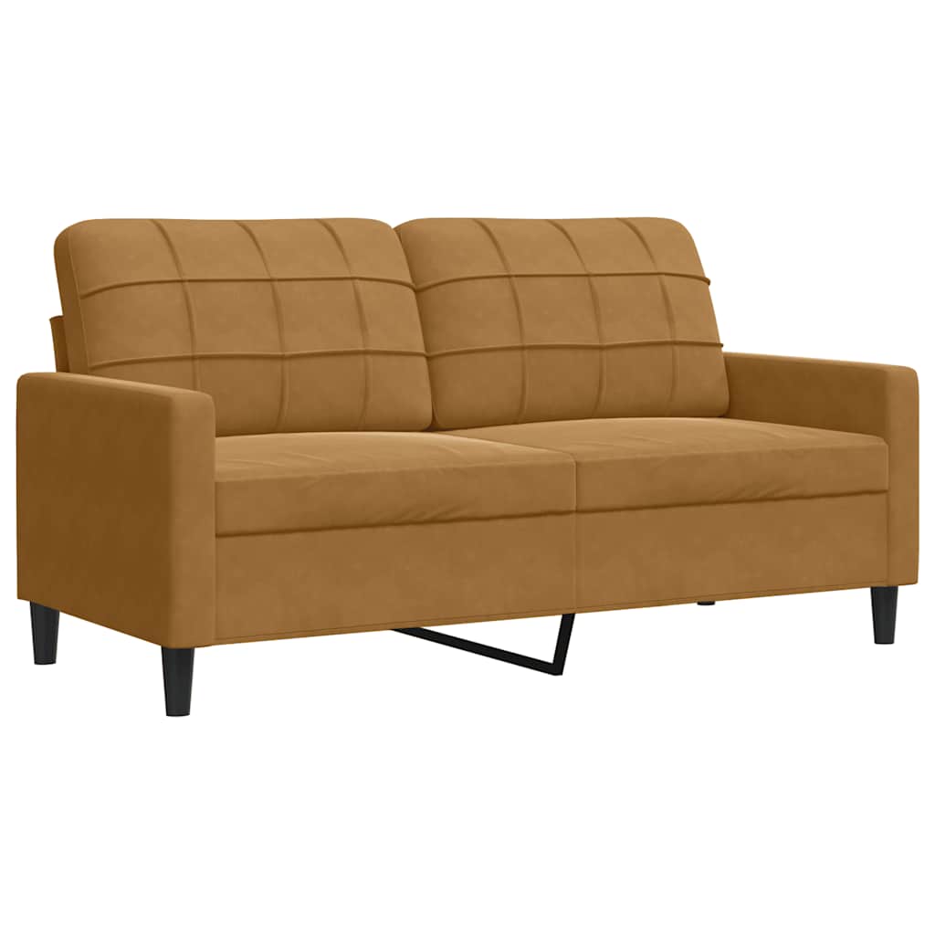 2-dijelni set sofa s jastucima smeđi baršunasti