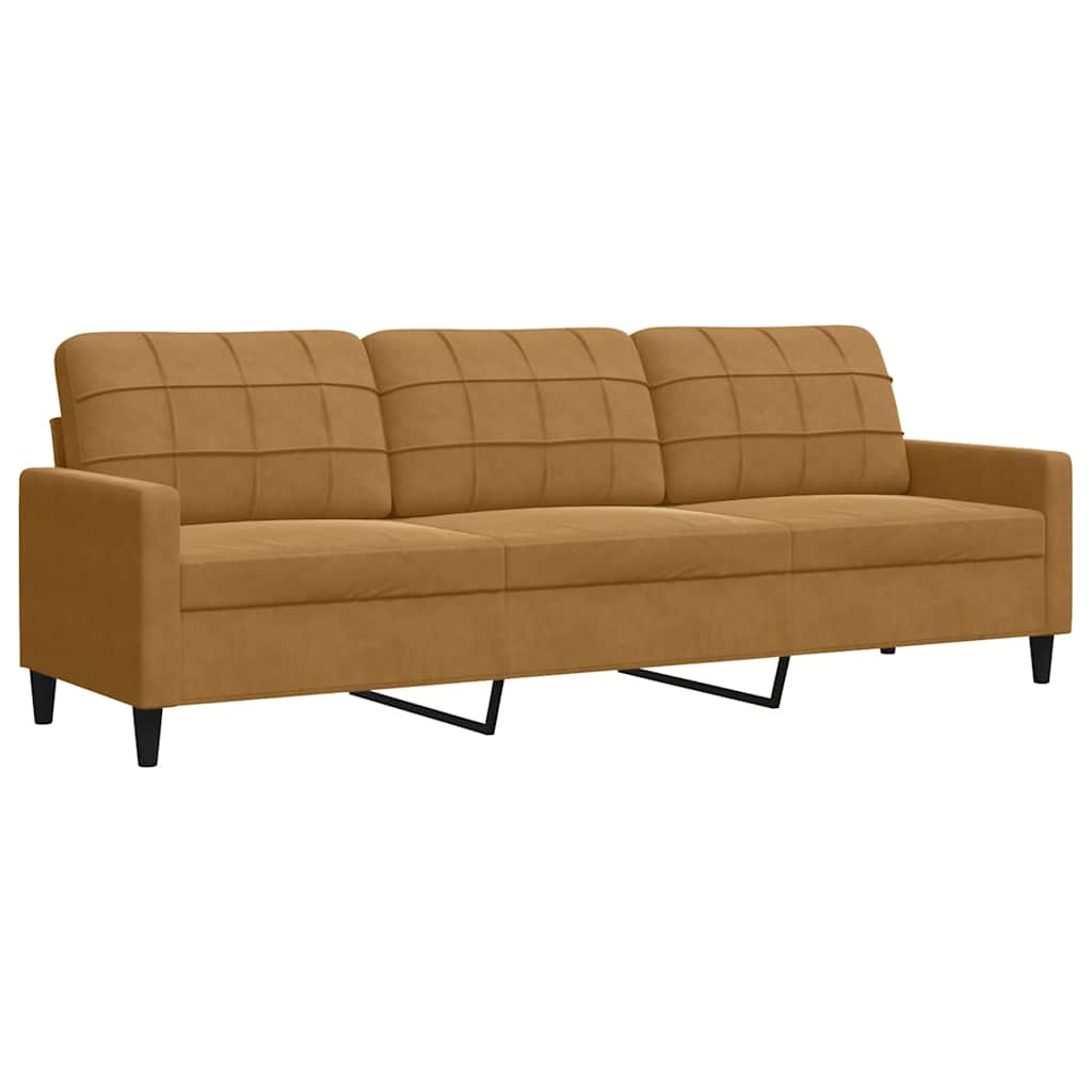 2-dijelni set sofa s jastucima smeđi baršunasti