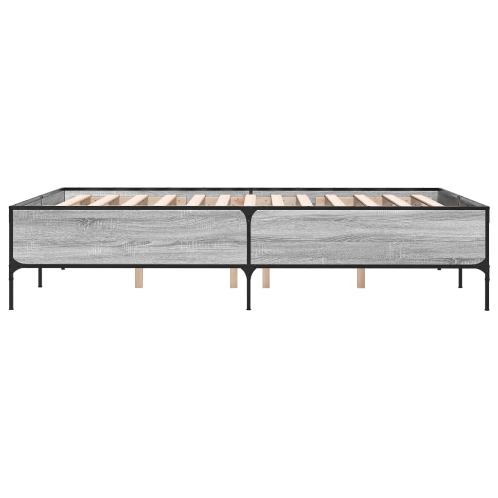 Okvir kreveta boja hrasta 160x200 cm konstruirano drvo i metal Siva 160 x 200 cm