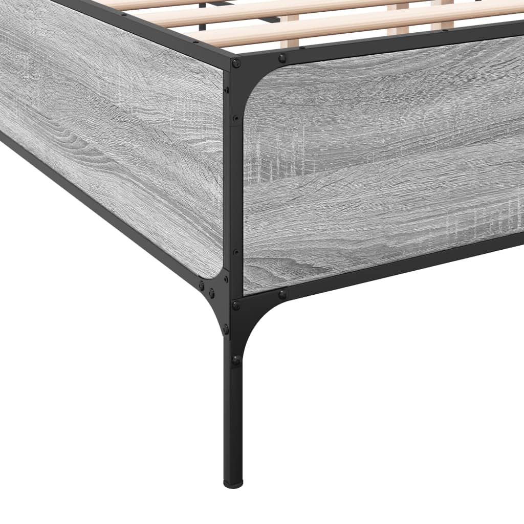 Okvir kreveta boja hrasta 160x200 cm konstruirano drvo i metal Siva 160 x 200 cm