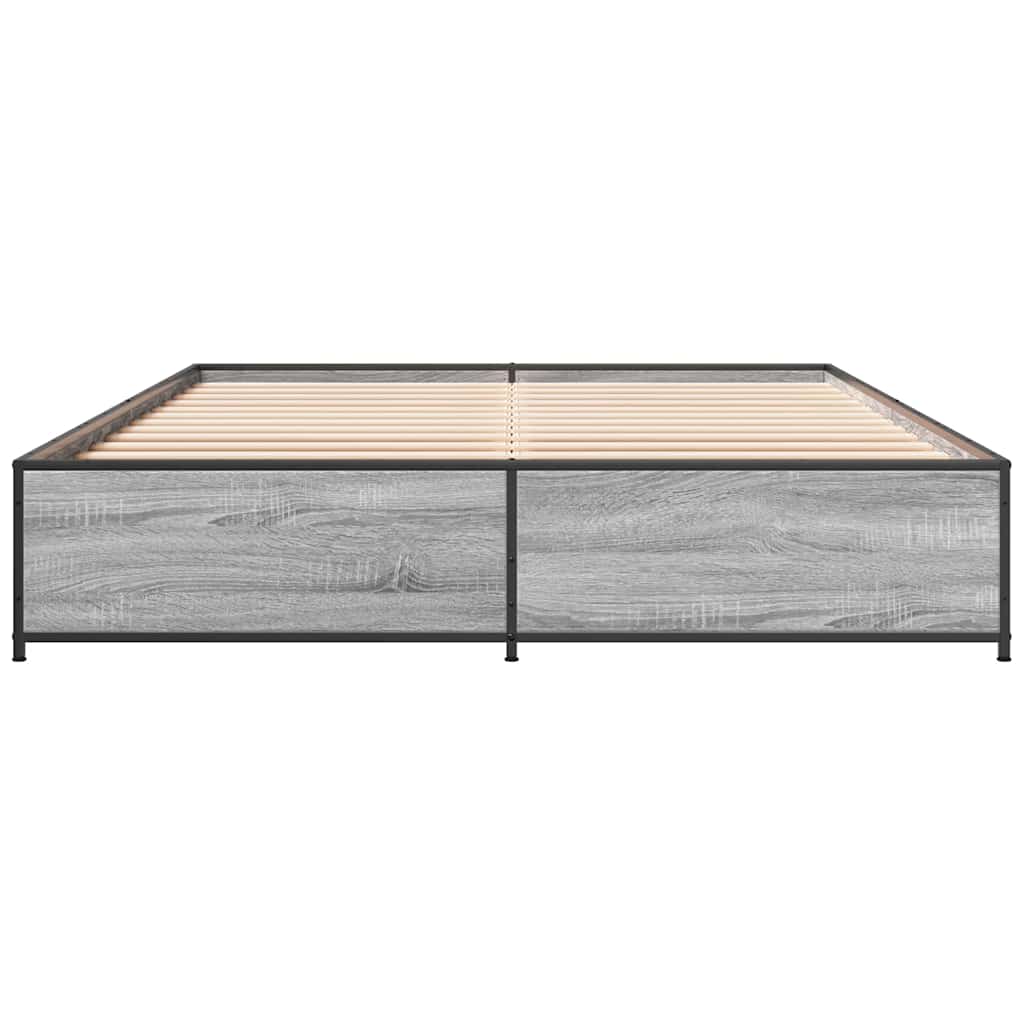 Okvir za krevet boja hrasta 150x200cm konstruirano drvo i metal Siva 150 x 200 cm