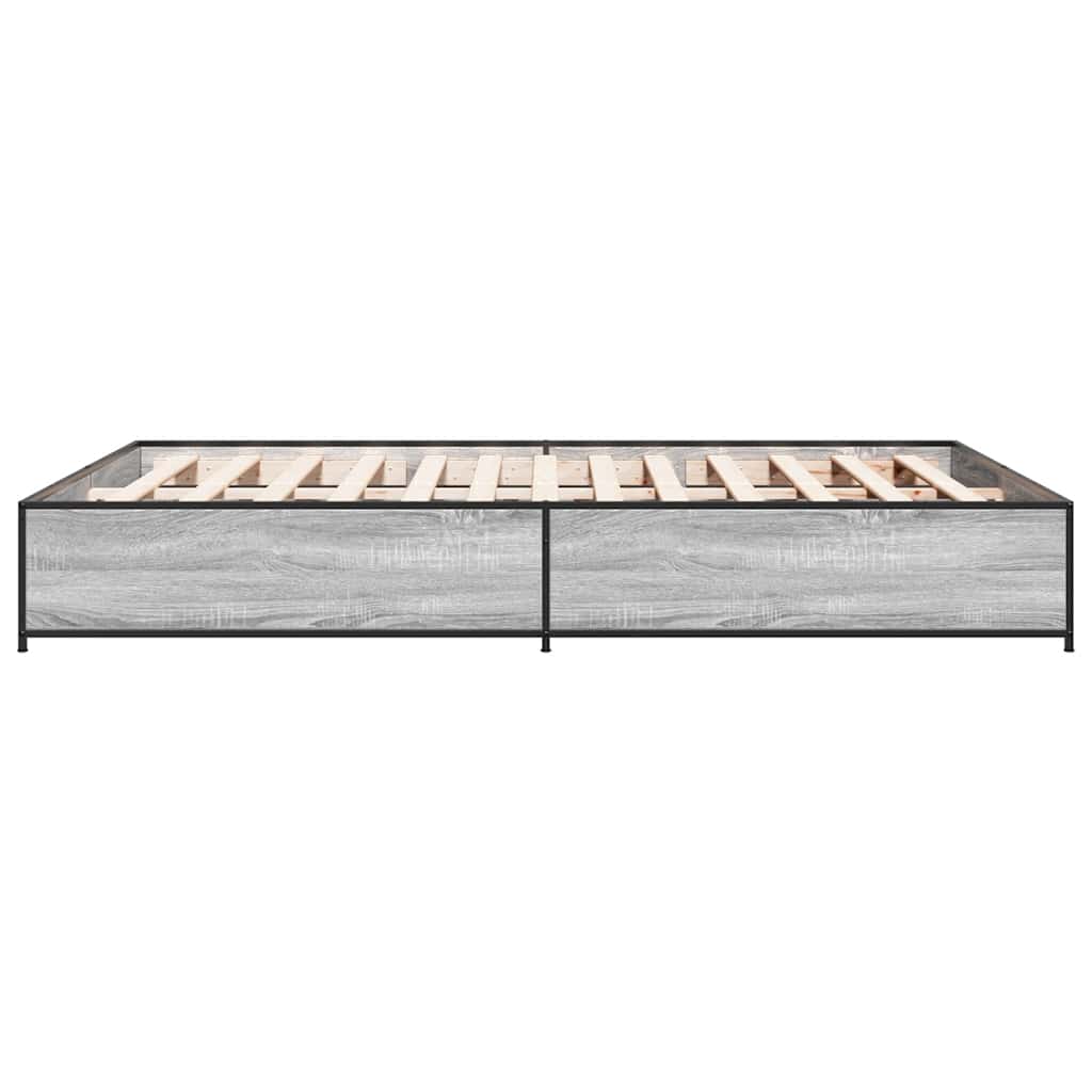 Okvir za krevet boja hrasta 150x200cm konstruirano drvo i metal Siva 150 x 200 cm