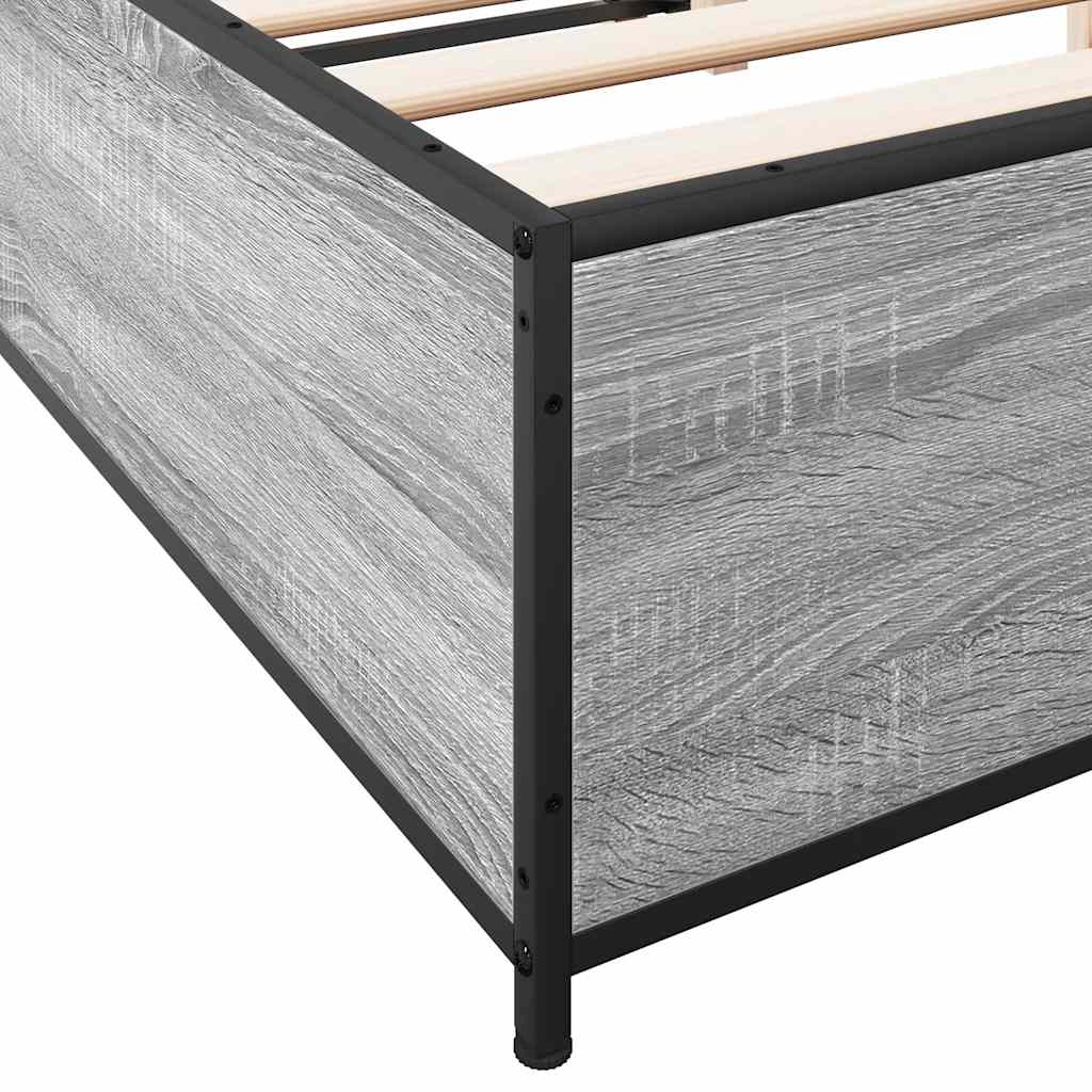 Okvir za krevet boja hrasta 150x200cm konstruirano drvo i metal Siva 150 x 200 cm