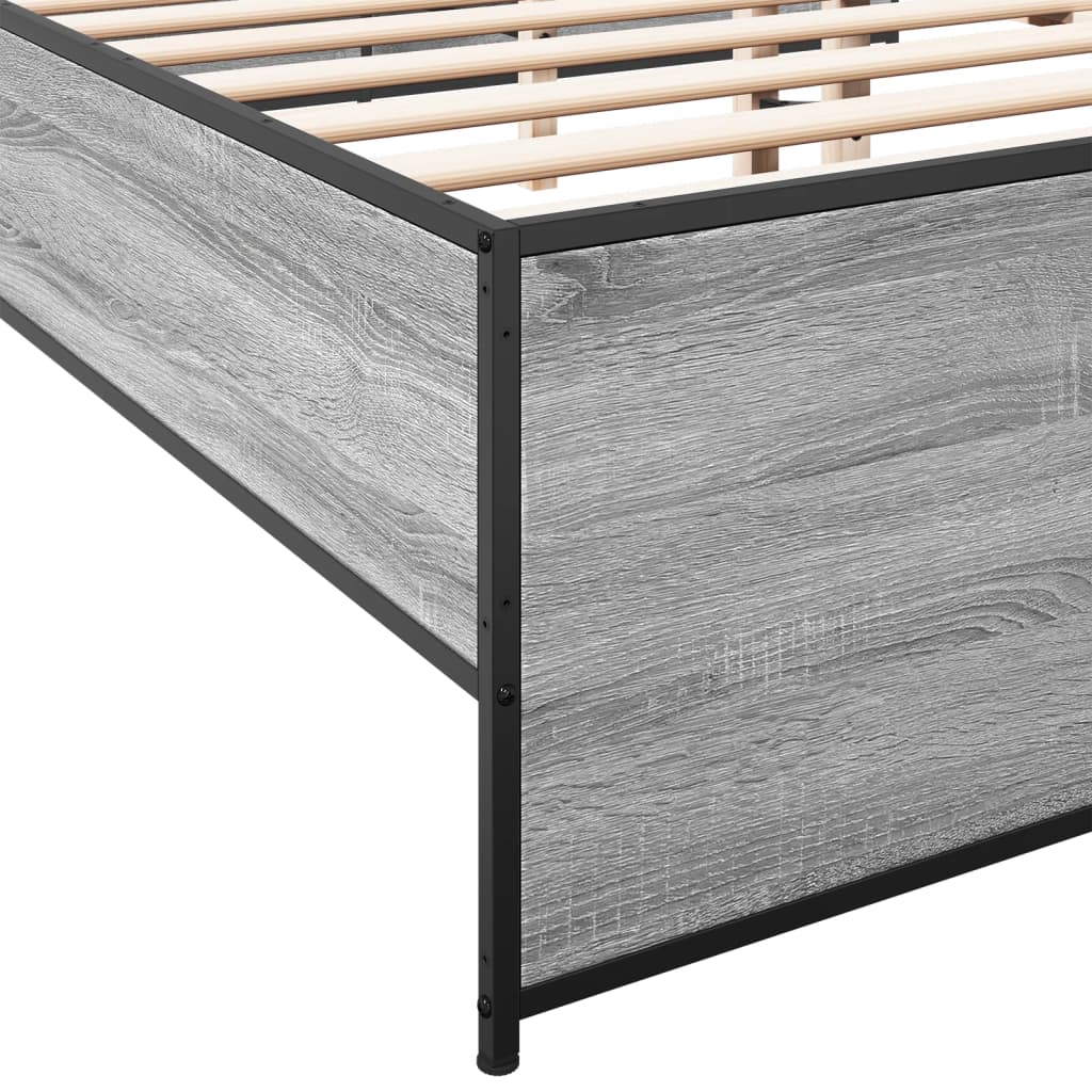 Okvir za krevet boja hrasta 150x200cm konstruirano drvo i metal Siva 150 x 200 cm