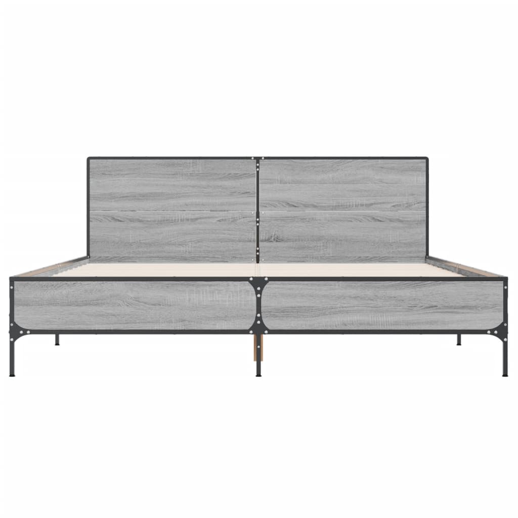 Okvir kreveta boja hrasta 120x200 cm konstruirano drvo i metal Siva 120 x 200 cm