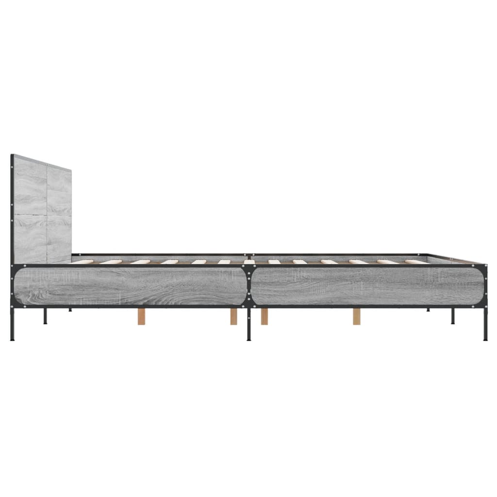 Okvir kreveta boja hrasta 120x200 cm konstruirano drvo i metal Siva 120 x 200 cm