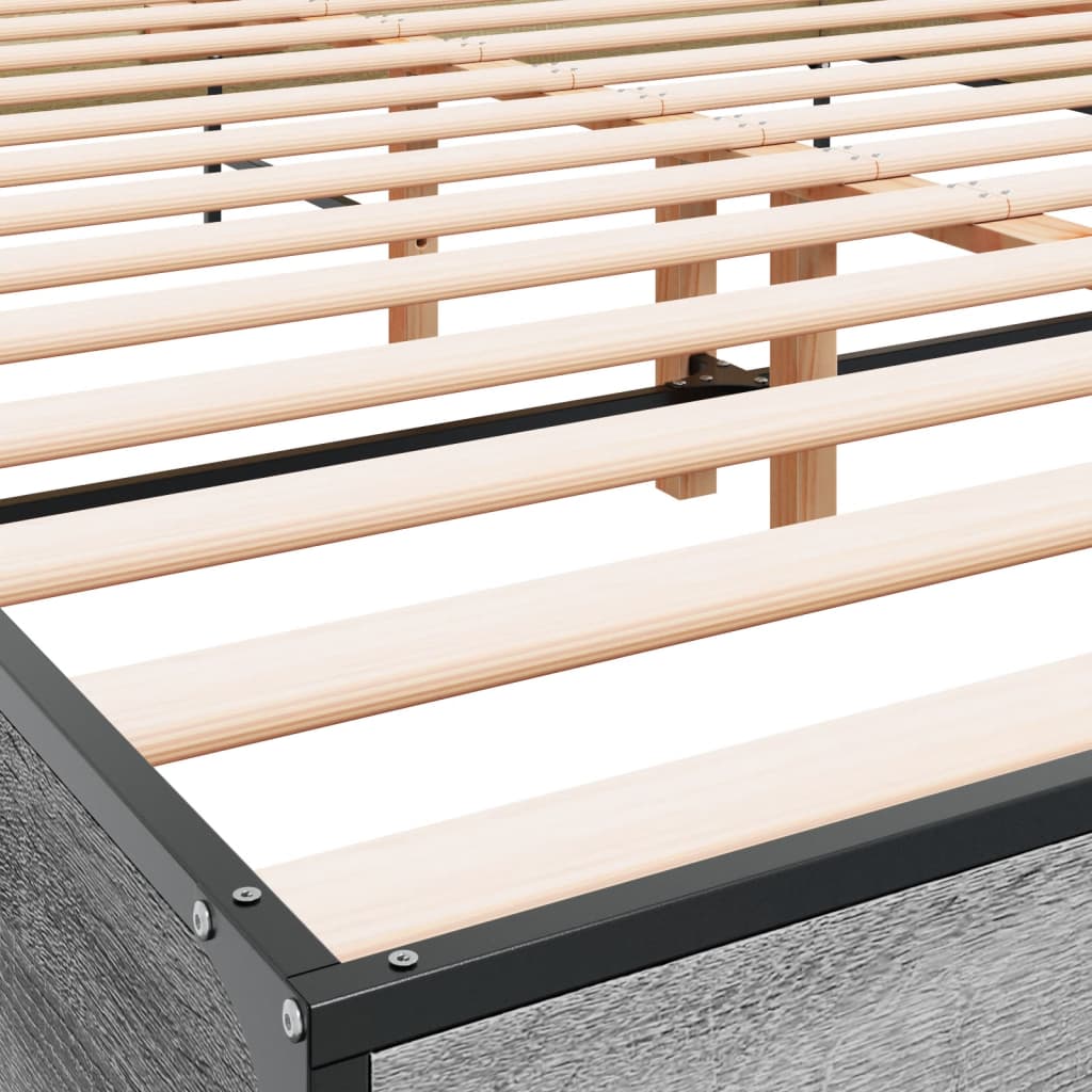 Okvir kreveta boja hrasta 120x200 cm konstruirano drvo i metal Siva 120 x 200 cm