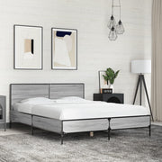 Okvir kreveta boja hrasta 120x200 cm konstruirano drvo i metal Siva 120 x 200 cm