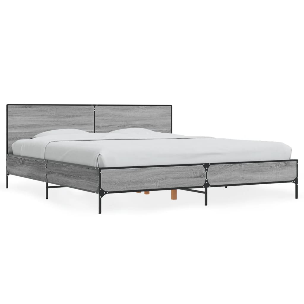 Okvir za krevet boja hrasta 200x200cm konstruirano drvo i metal Siva 200 x 200 cm